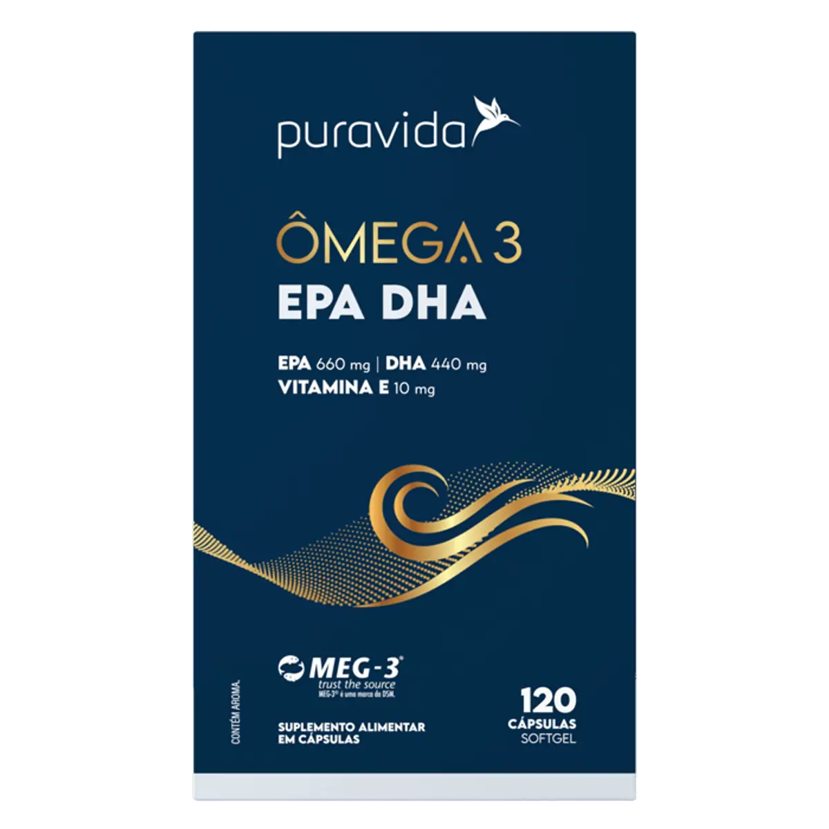 Ômega 3 + Vitamina E Puravida 120 Cápsulas Softgel