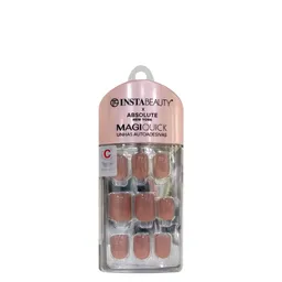 Unhas Postiças Curta Autocolante Quadrada Pintada Absolute New York Magiquick Cappuchino Brown 24 Un