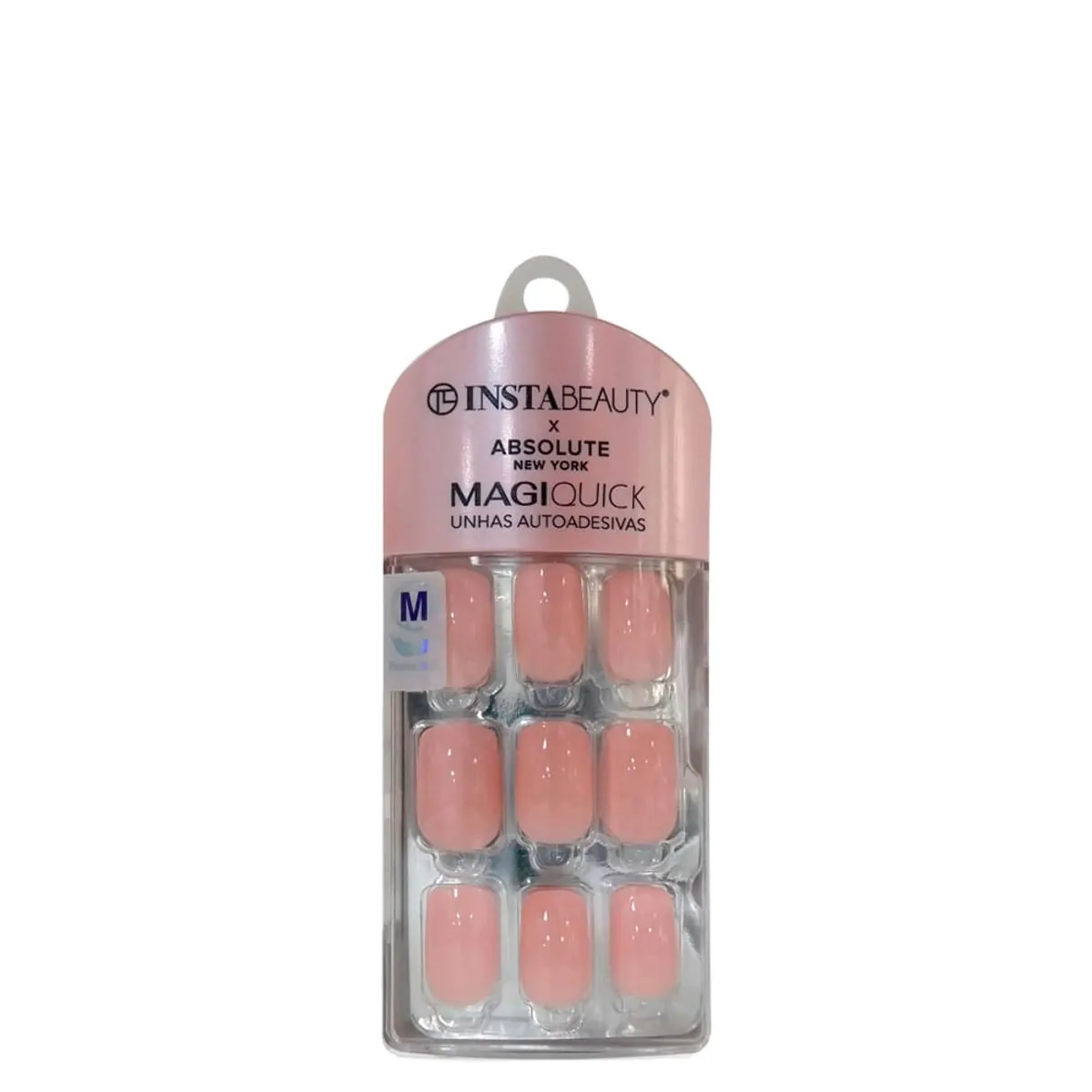 Unhas Postiças Média Autocolante Quadrada Pintada Absolute New York Magiquick Mocha Brown 24 Unidade