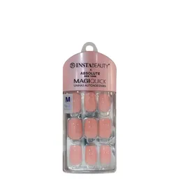 Unhas Postiças Média Autocolante Quadrada Pintada Absolute New York Magiquick Mocha Brown 24 Unidade