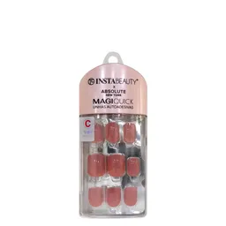 Unhas Postiças Curta Autocolante Quadrada Pintada Absolute New York Magiquick Rose Pink 24 Unidades