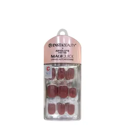 Unhas Postiças Curta Autocolante Quadrada Pintada Absolute New York Magiquick Marsala Red 24 Unidade