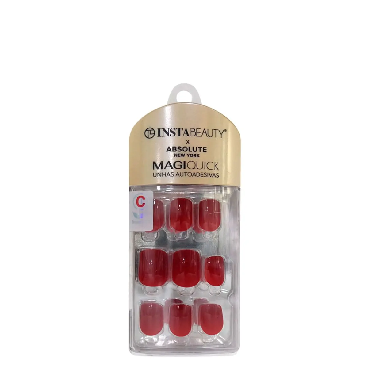 Unhas Postiças Curta Autocolante Quadrada Pintada Absolute New York Magiquick Wine Red 24 Unidades