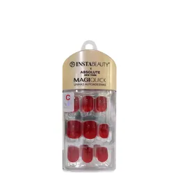 Unhas Postiças Curta Autocolante Quadrada Pintada Absolute New York Magiquick Wine Red 24 Unidades