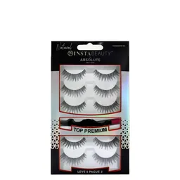 Cílios Postiços Longo Natural Absolute New York Pack Tanjanite 504 Preto 5 Pares