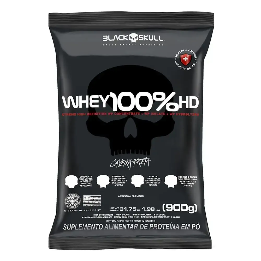 Whey 100% Hd Refil Black Skull - 900g (Wpc, Wpi E Wph) - Refil Whey 100% Hd Cookies & Cream 900g