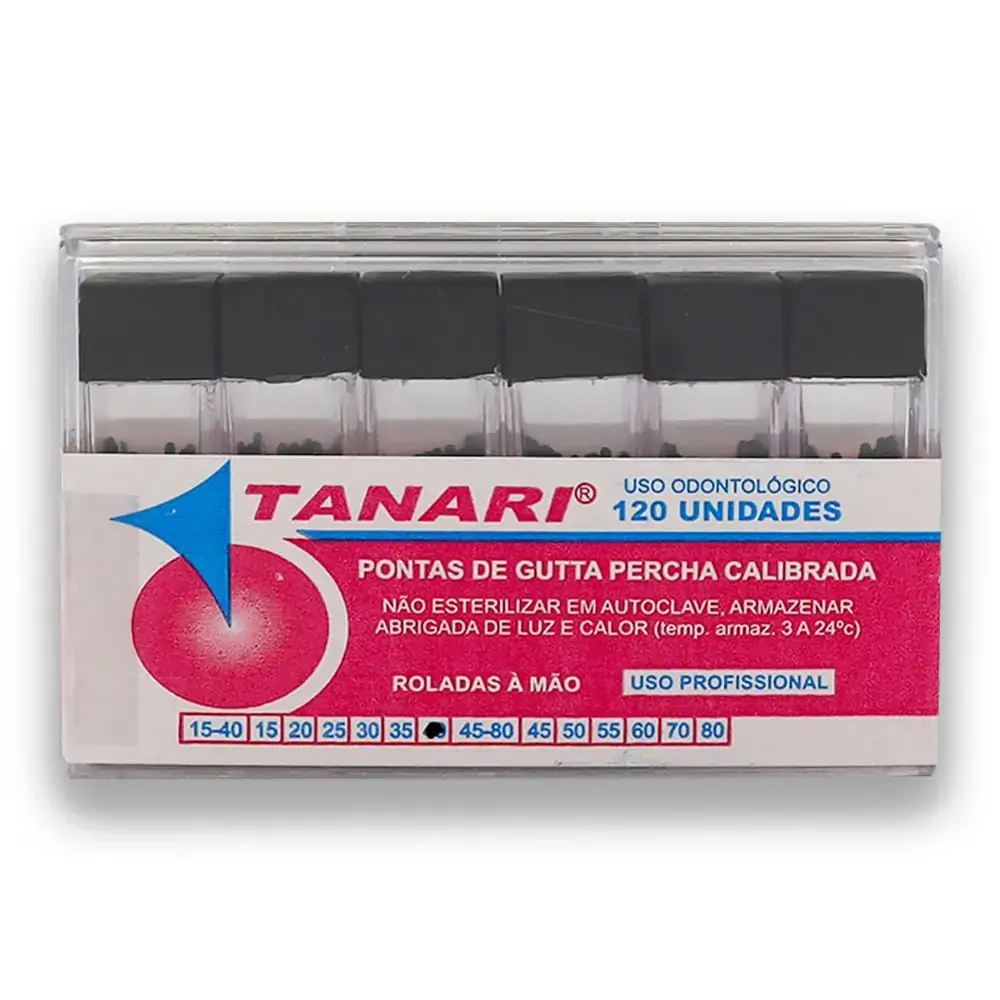 Cone De Guta Percha Calibrada Tubo 28mm com 120 - Tanari - Cone De Guta Percha Calibrada Tubo 40 28m