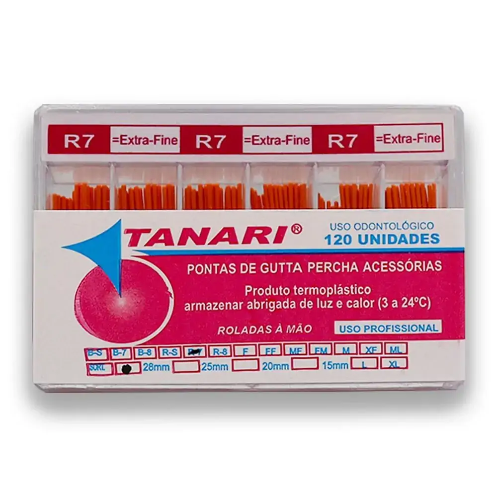 Cone De Guta Percha Secundaria 28mm - Tanari - Cone De Guta Percha Secundaria R7 28mm - Tanari