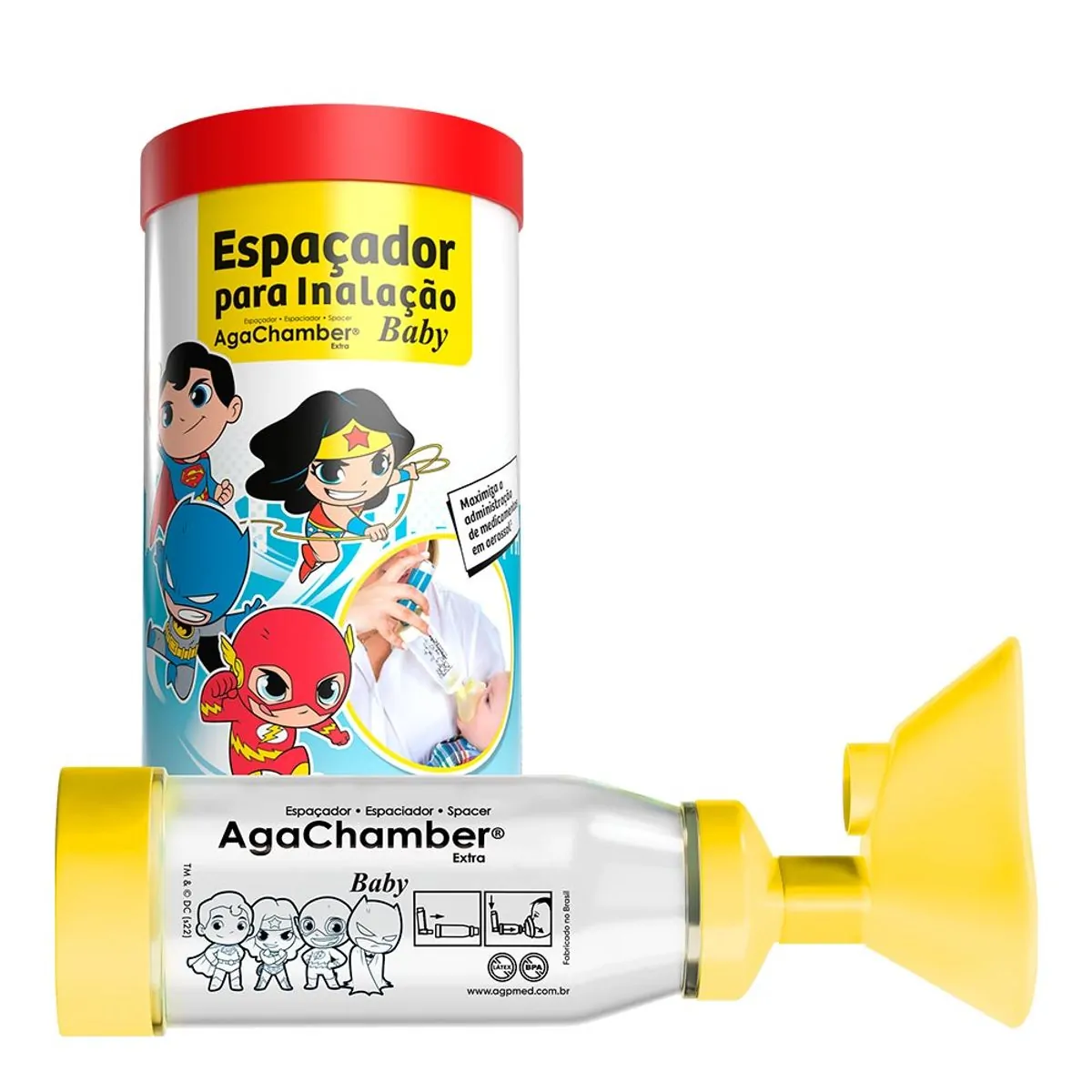 Espaçador Para Inalação Agachamber Extra Baby DC Super Friends 1 Unidade