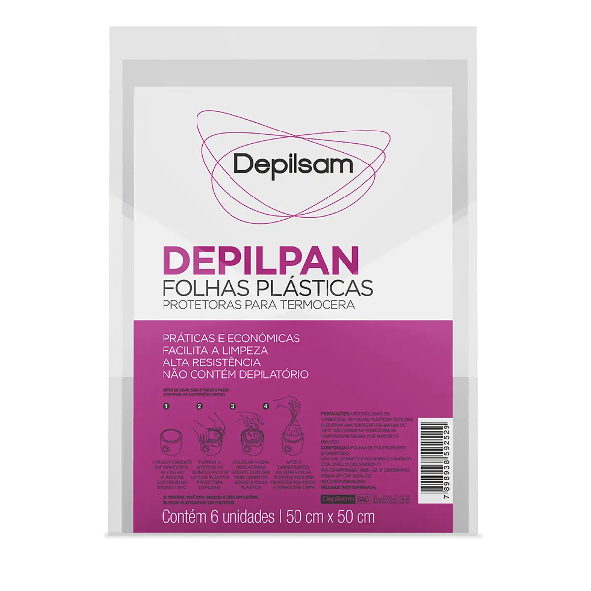 Depilpam Folhas Plásticas Protetoras Depilsam para Termocera 6Fls