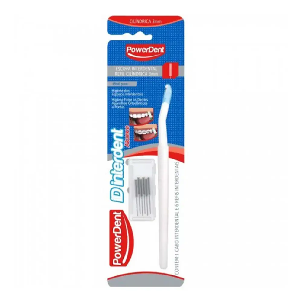 Escova Interdental C/ Refil Cilíndrica 3mm - PowerDent - 3mm (Cód. 26.7054)