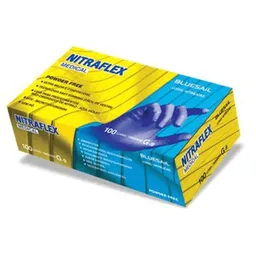 Luvas de Procedimentos Nitrílica Sem Pó Nitraflex Medical - Caixa 100 unidades - Blue Sail - GG - 10
