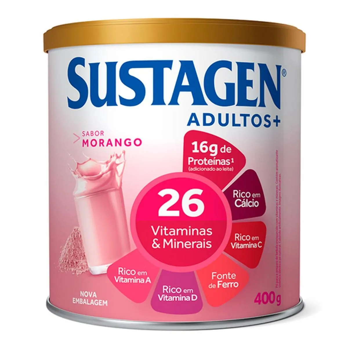 Complemento Alimentar Sustagen Morango Adultos+ 400g