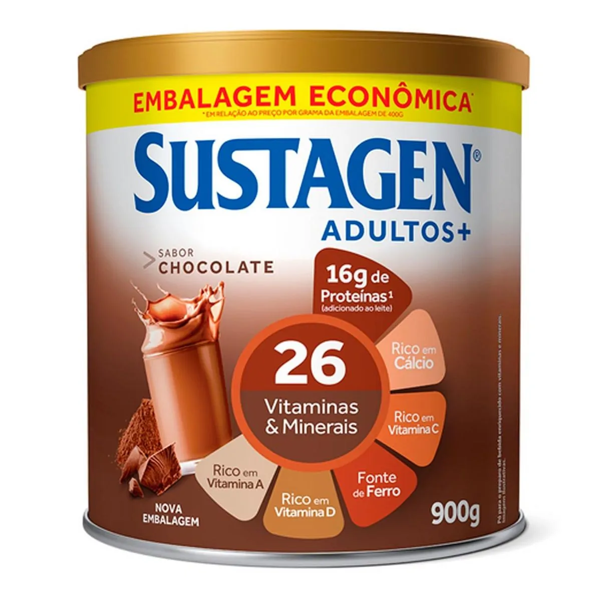 Complemento Alimentar Sustagen Adultos+ Sabor Chocolate 900g