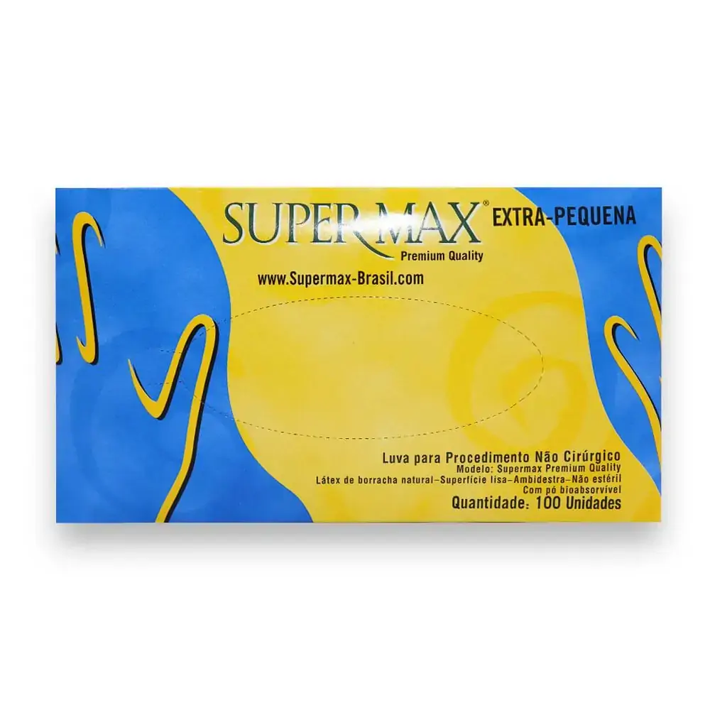 Luva De Procedimento Latex Com Pó - Supermax - Luva De Procedimento Latex com Pó Tam Xp com 100 - Su