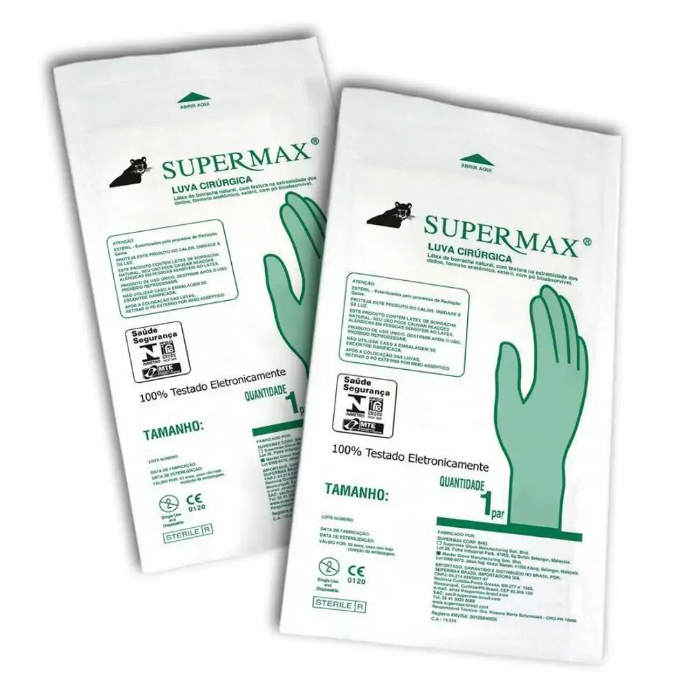 Luva Cirúrgica Estéril - Supermax - 6,5 (Cód. 25.4532)