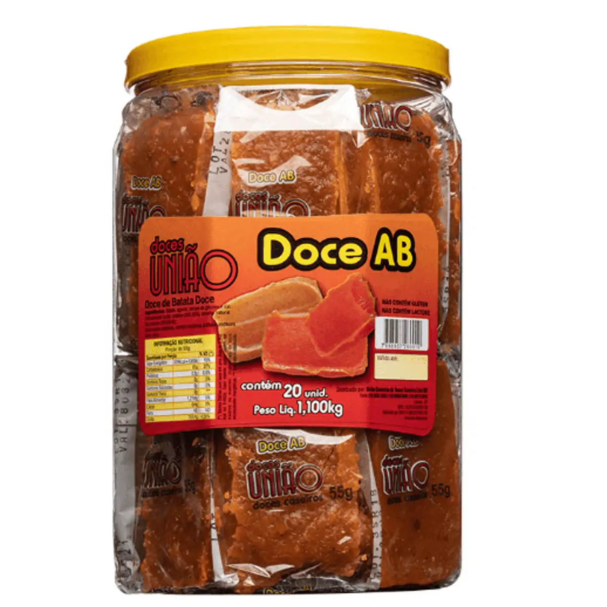 Doce de abobora e batata doce embrulhados individualmente Pote com 20 unidades - União