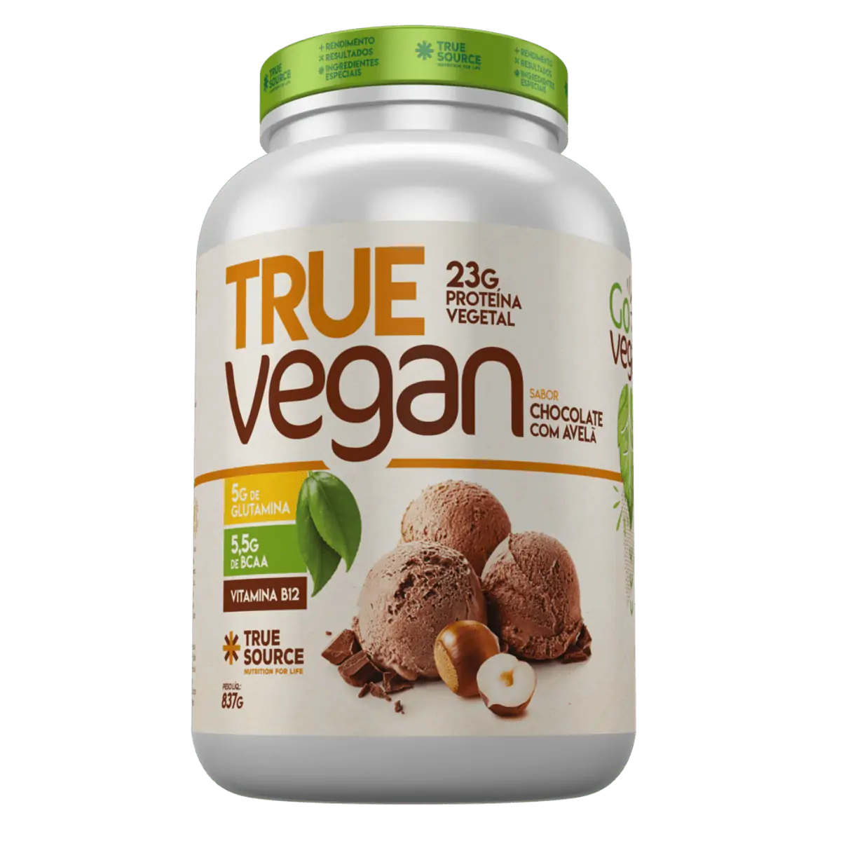 Proteína vegan chocolate e avelã 837g - True Source