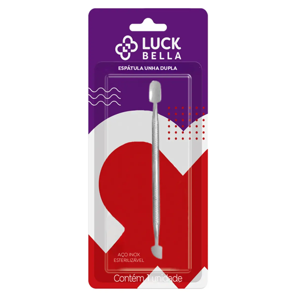 Espátula Inox Ponta Dupla Luck Bella para Cutícula 1 Unidade