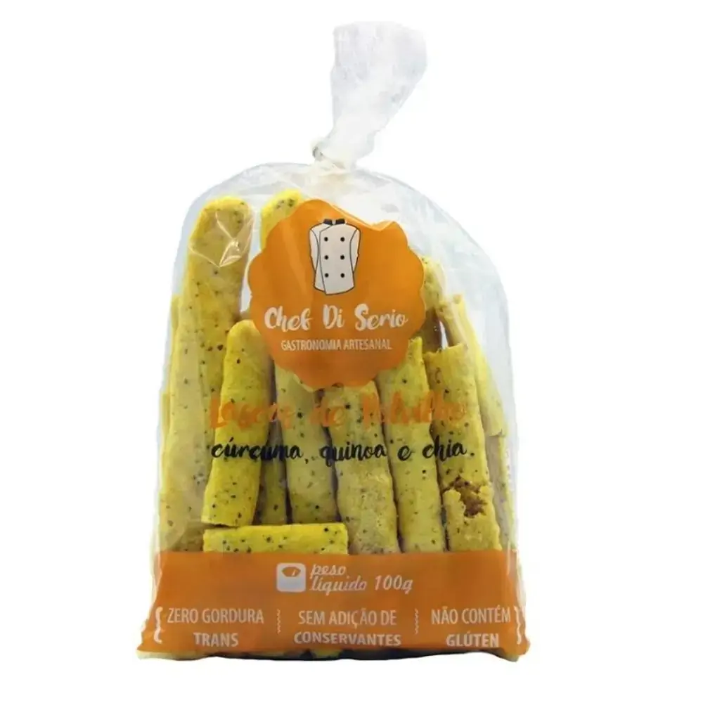 Lascas Polvilho com Cúrcuma Quinoa e Chia 100g Chef Di Serio