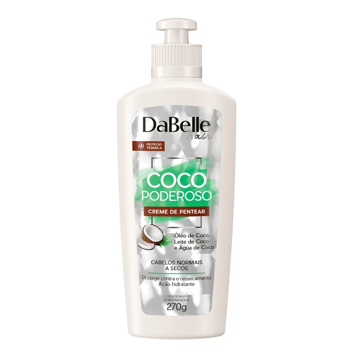 Creme de Pentear Dabelle Coco Poderoso Cabelos Normais a Secos 270g