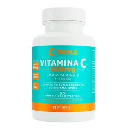 Complemento Alimentar C-Triple Vitamina C 500mg + D + Zinco 30 Comprimidos