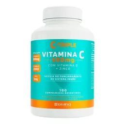 Complemento Alimentar C-Triple Vitamina C 500mg + D + Zinco 100 Comprimidos
