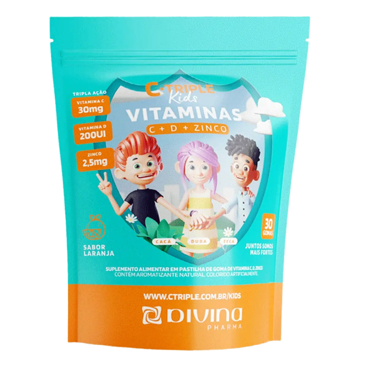 Complemento Alimentar C-Triple Kids Vitamina C + D + Zinco Laranja 30 Gomas