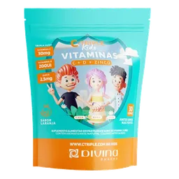 Complemento Alimentar C-Triple Kids Vitamina C + D + Zinco Laranja 30 Gomas