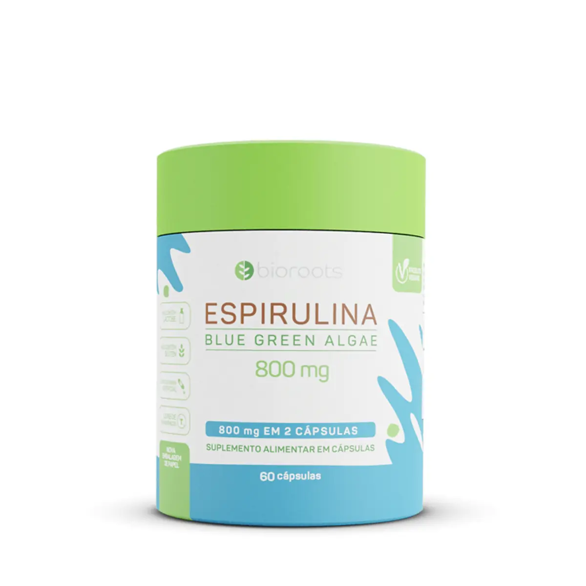 Suplemento Alimentar Espirulina 400mg Bioroots 60 Cápsulas