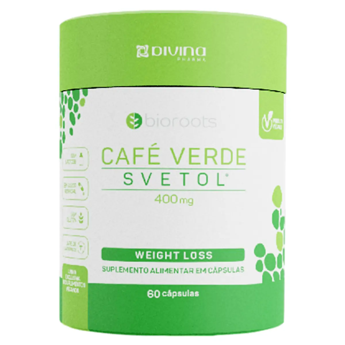 Suplemento Alimentar Café Verde 400mg Bioroots 60 Capsulas