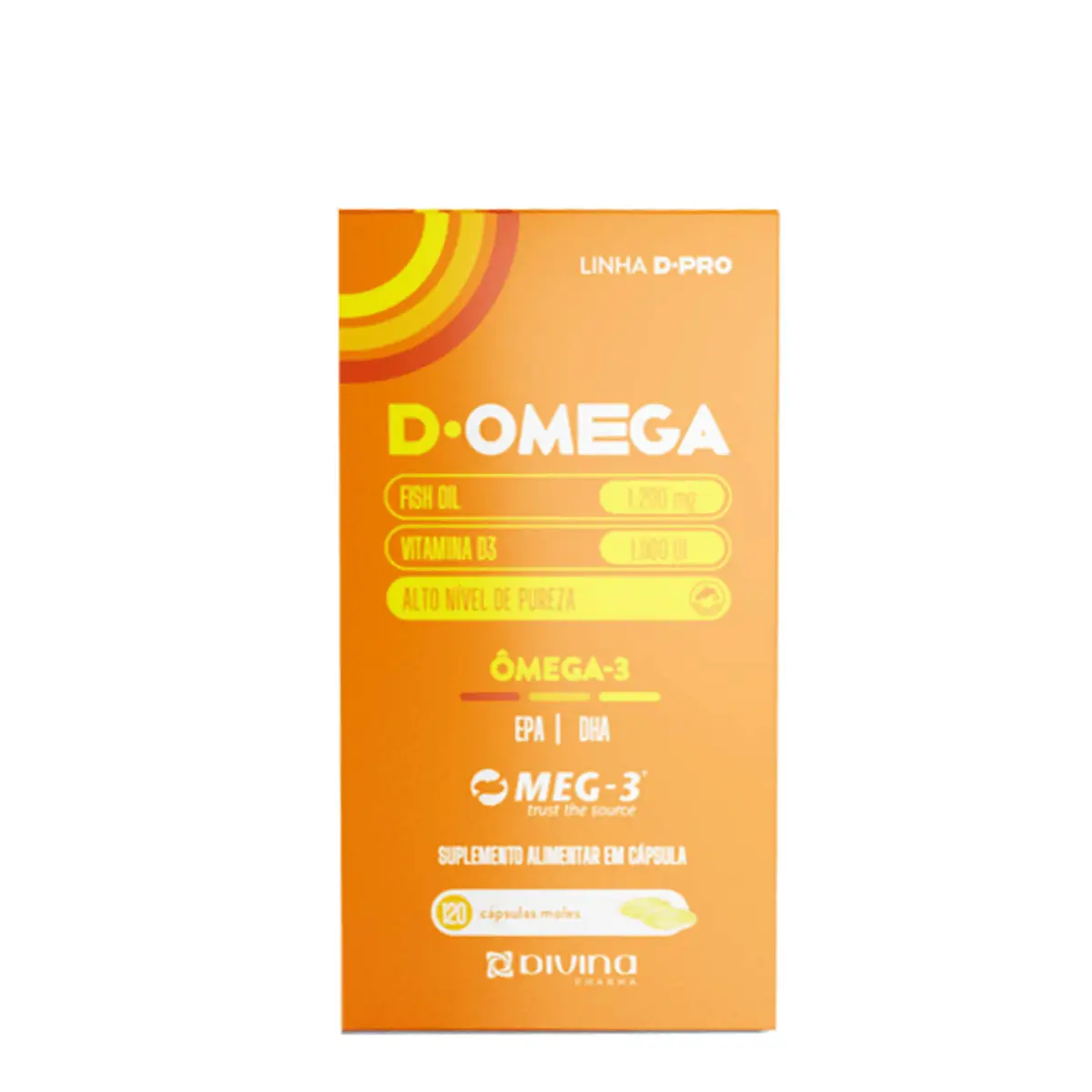Suplemento Alimentar D-Ômega Vitamina D 1.000UI + Ômega 3 Divina Pharma 120 Cápsulas