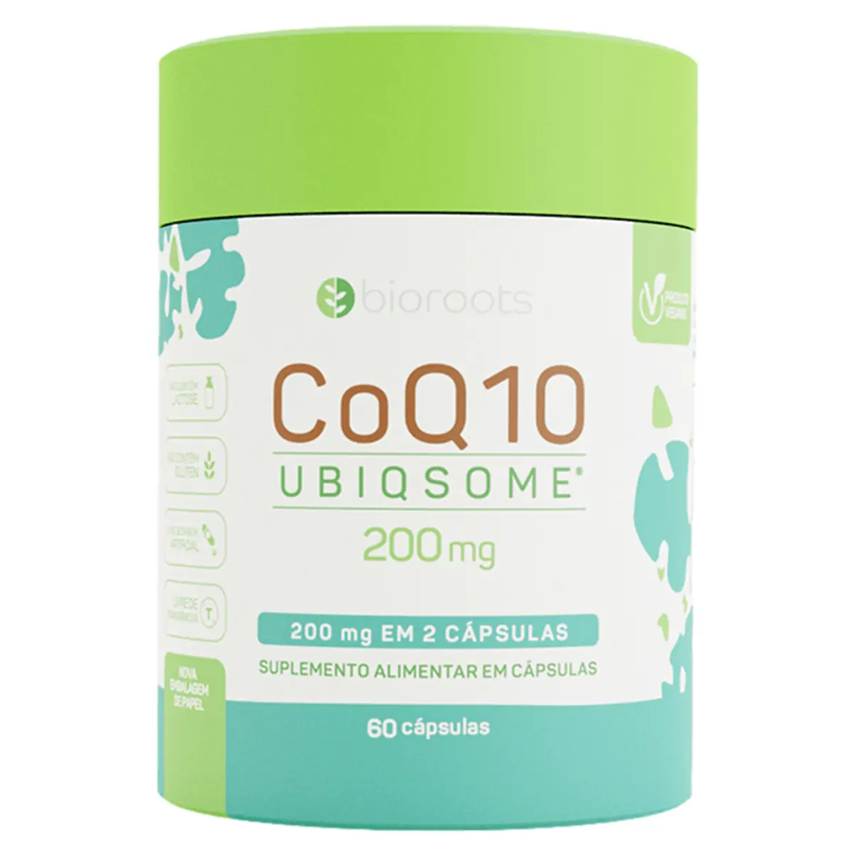 Suplemento Alimentar Coenzima Q10 200mg Bioroots 60 Cápsulas
