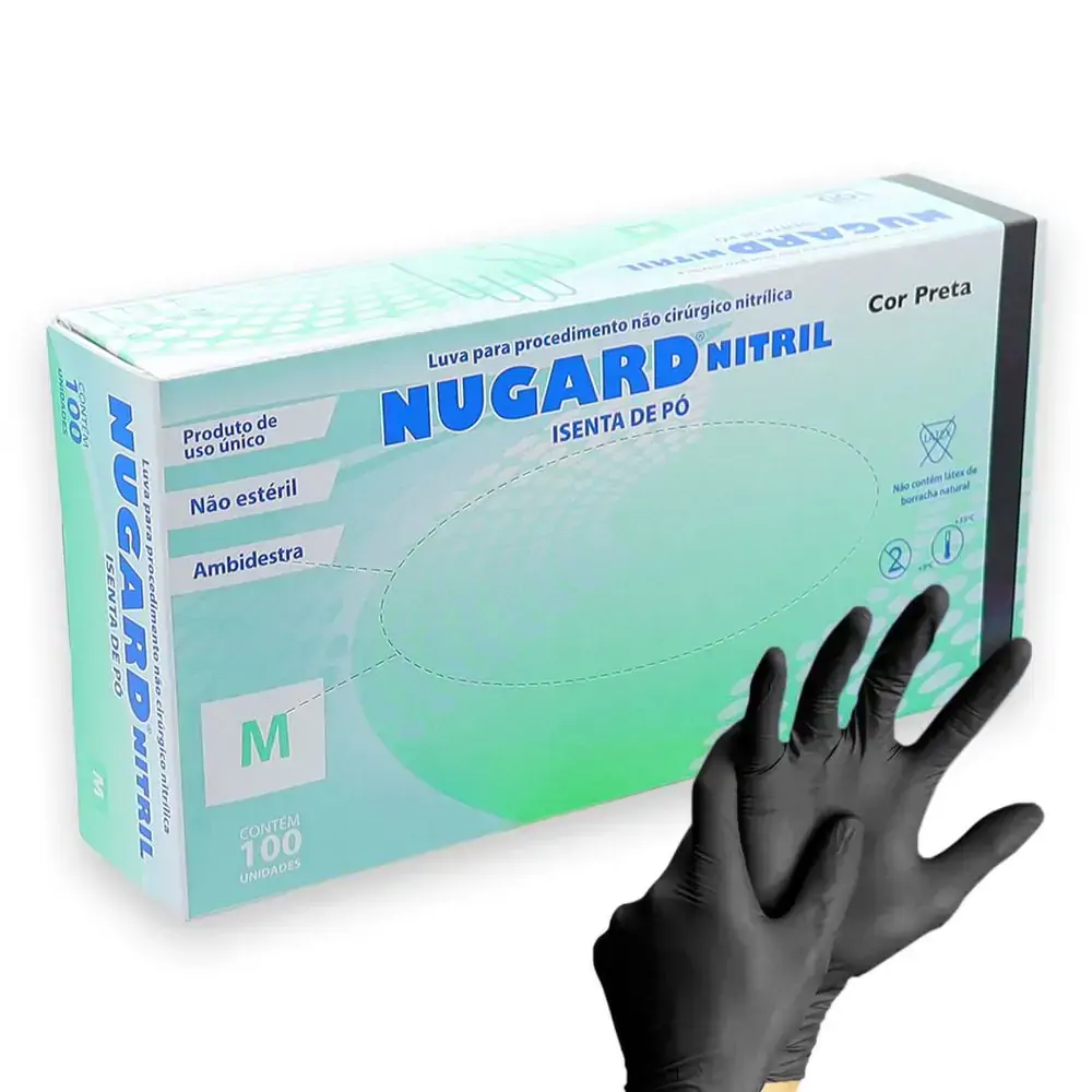 Luva para Procedimento Nitrílica Sem Pó Preta - Nugard - Luva para Procedimento Nitrílica Sem Pó M P