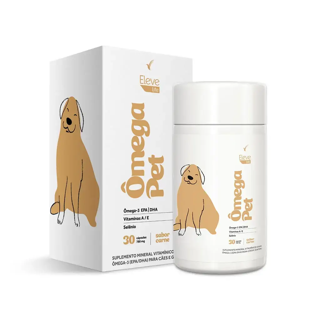 Ômega Pet | Vida longa, saudável e ativa | 780 mg - sabor carne + E-book