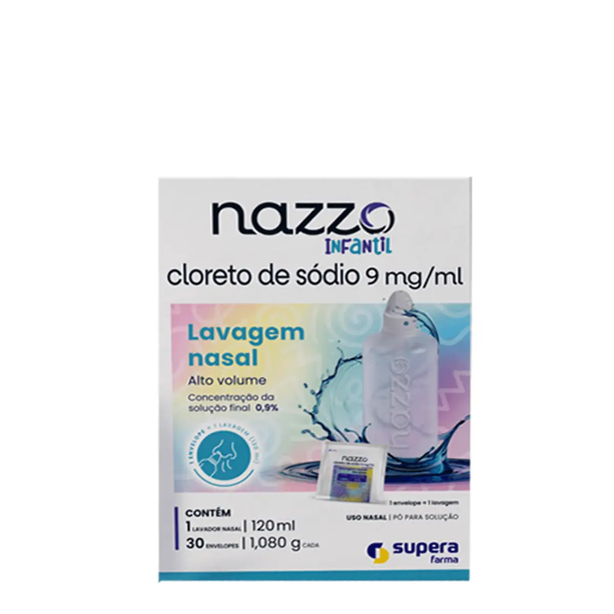 Lavagem Nasal Infantil Nazzo Pó Para Solução Nasal 30 Envelopes + Lavador Nasal