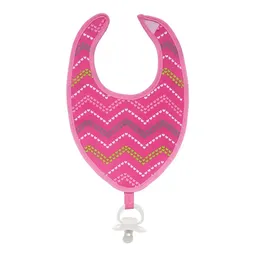 Babador Zig Zag Com Prendedor De Chupeta Rosa - Buba