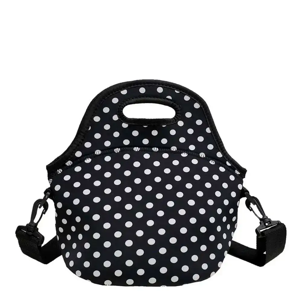 Lancheira Bolsa Térmica Marmita Fitness Neoprene - DIversos Modelos - Bolinhas Preto