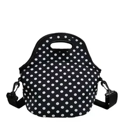 Lancheira Bolsa Térmica Marmita Fitness Neoprene - DIversos Modelos - Bolinhas Preto