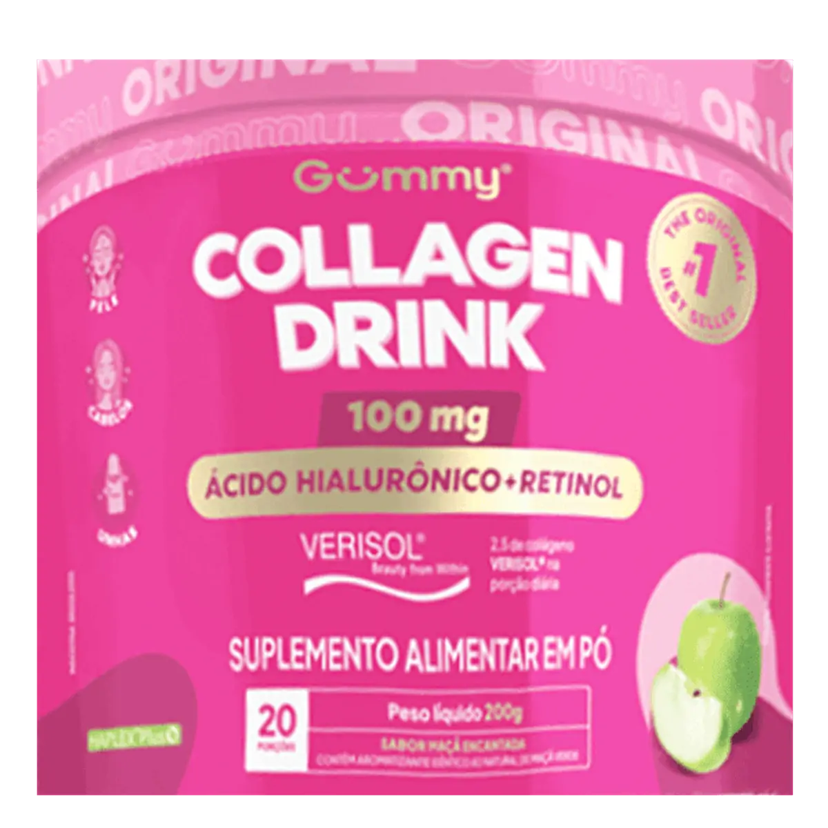 Suplemento Alimentar Gummy Collagen Drink Maçã Encantada 200g em Pó
