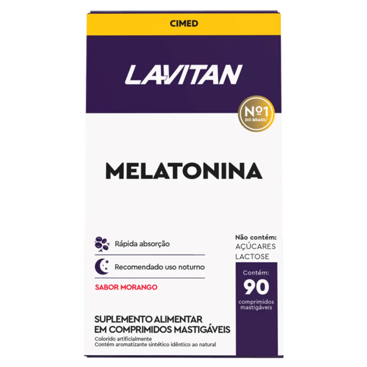 Suplemento Alimentar Melatonina Lavitan Morango 90 Comprimidos Mastigáveis