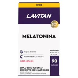 Suplemento Alimentar Melatonina Lavitan Morango 90 Comprimidos Mastigáveis