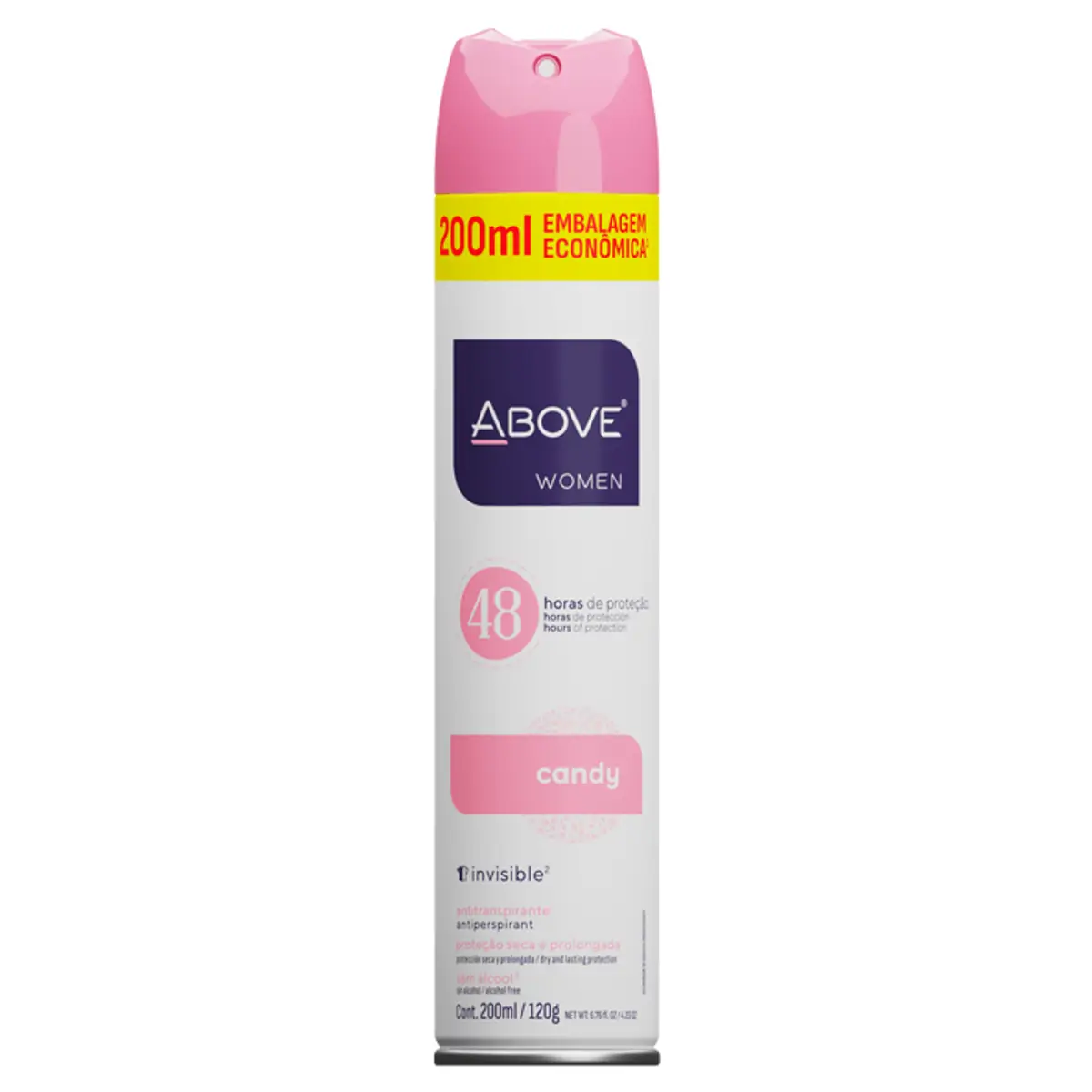 Desodorante Antitranspirante Aerossol Above Women Invisible Candy 200ml
