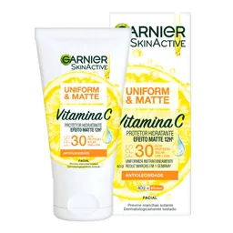 Protetor Solar Facial Hidratante Garnier Uniform & Matte FPS30 Vitamina C 40g