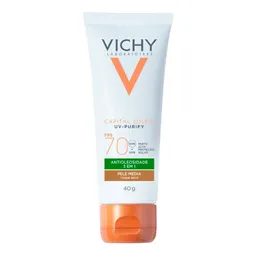 Protetor Solar Facial Vichy FPS 70 Capital Soleil UV-Purify Pele Média 40g
