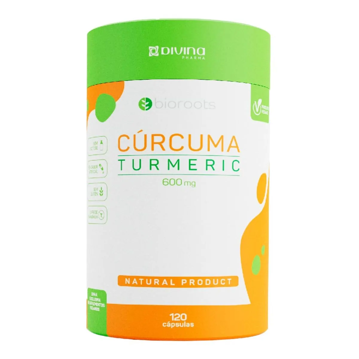 Suplemento Alimentar Cúrcuma Turmeric 600mg Bioroots 120 Cápsulas