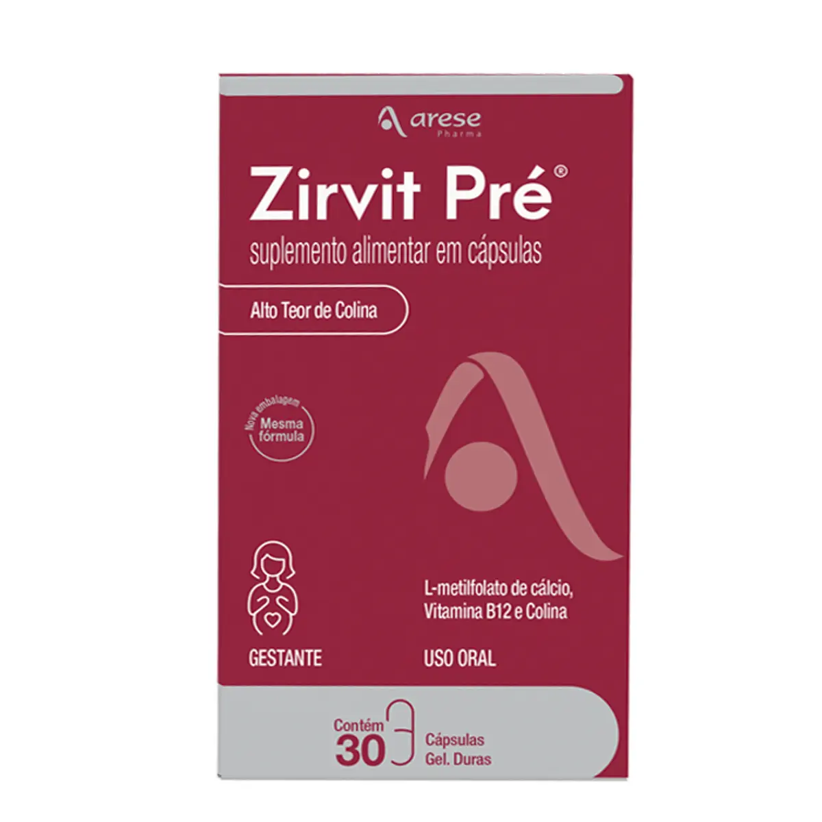 Suplemento Vitamínico Zirvit Pré 30 Cápsulas Gelatinosas