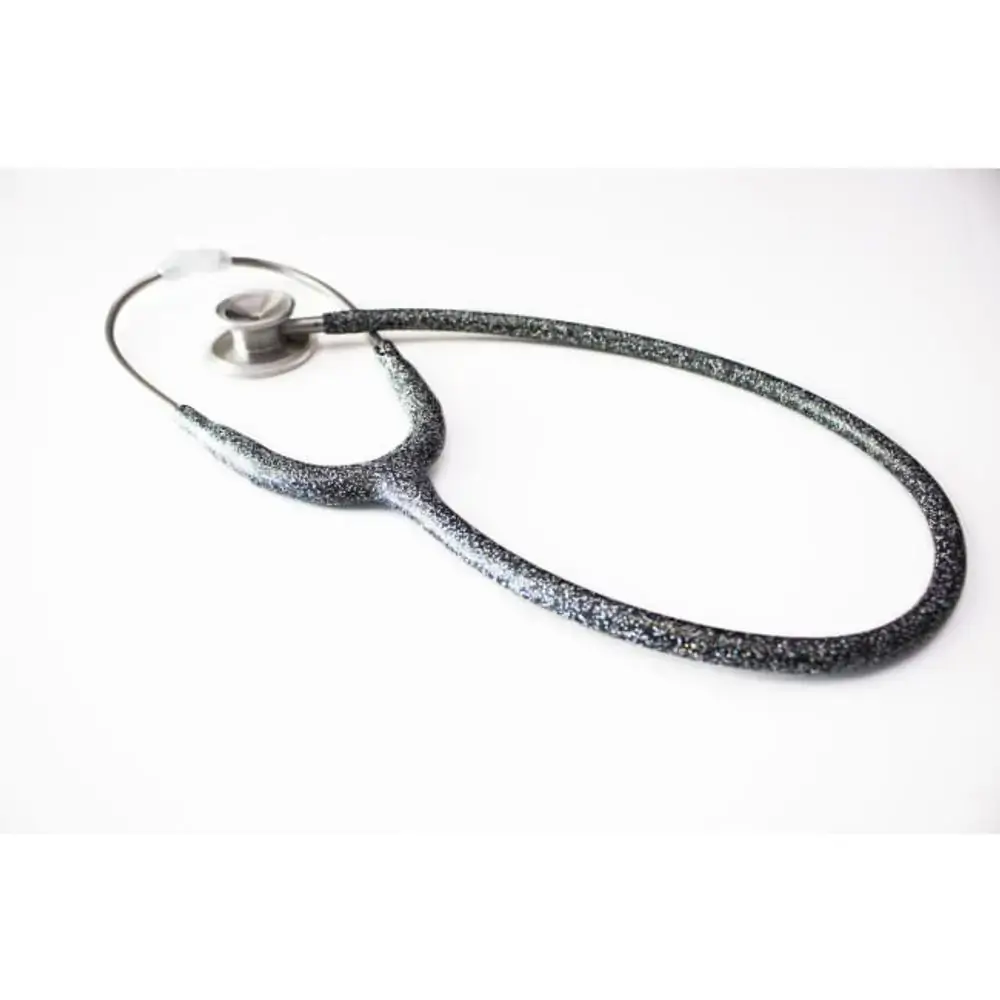 Estetoscópio Mdf - Cabeça Dupla - Black Glitter - Ref. 0142