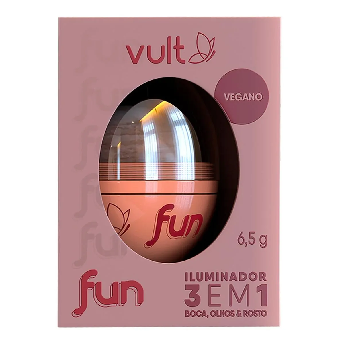 Iluminador Vult Fun Bastão 3 Em 1 Rose Iluminada 6,5g