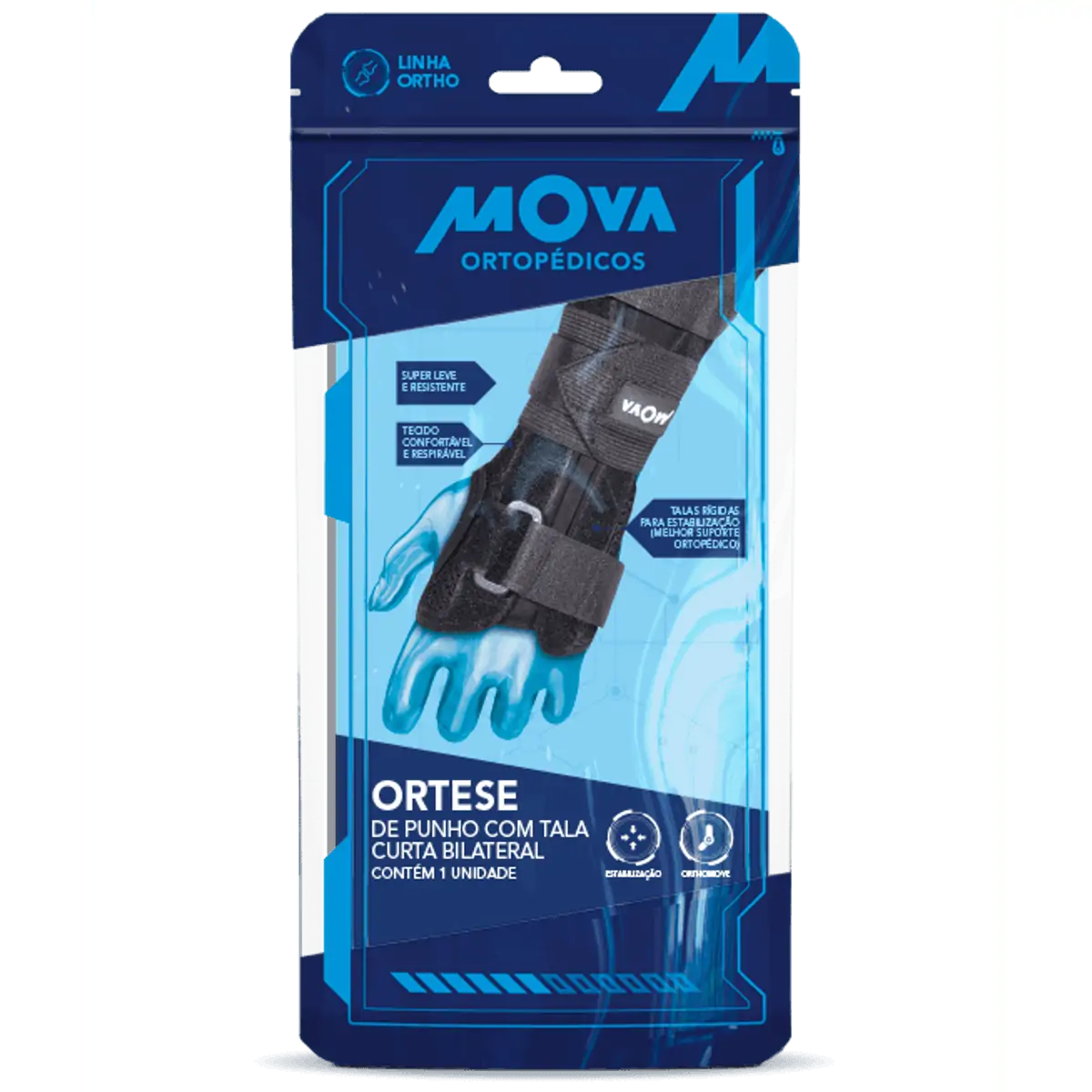 Órtese de Punho em Neoprene com Tala Curta Bilateral - Mova